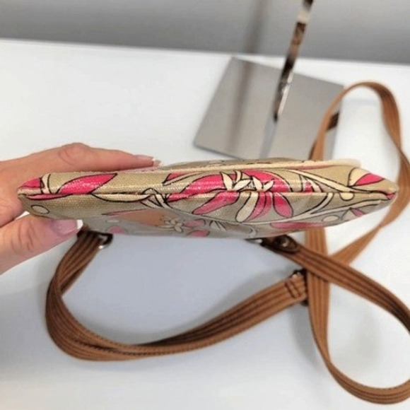 Vintage Y2K Fossil Key-Per Crossbody Bag Brown Citrus Floral Small Coated Canvas - Picture 5 of 8